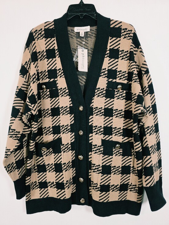 Philosophy Sweaters - NWT Philosophy Republic Clothing Oversized Houndstooth Cardigan Sweater Gold But